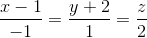 frac{x-1}{-1}=frac{y+2}{1}=frac{z}{2}