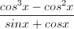 frac{cos^{3}x-cos^{2}x}{sinx+cosx}